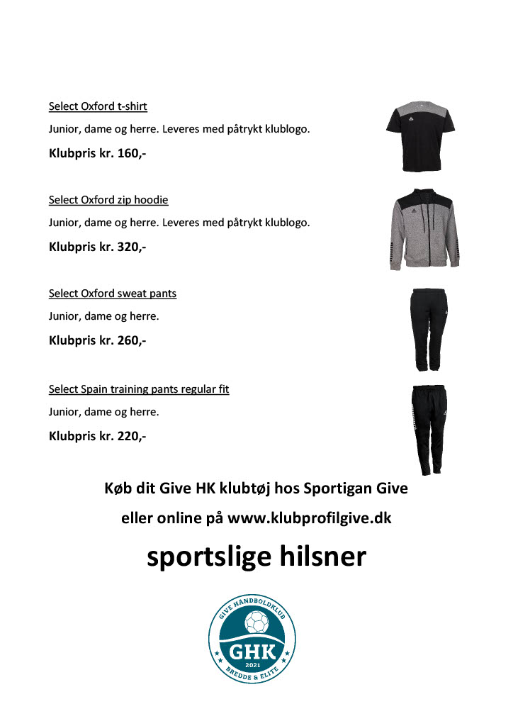 Give HK Klubtøj 20231024 2
